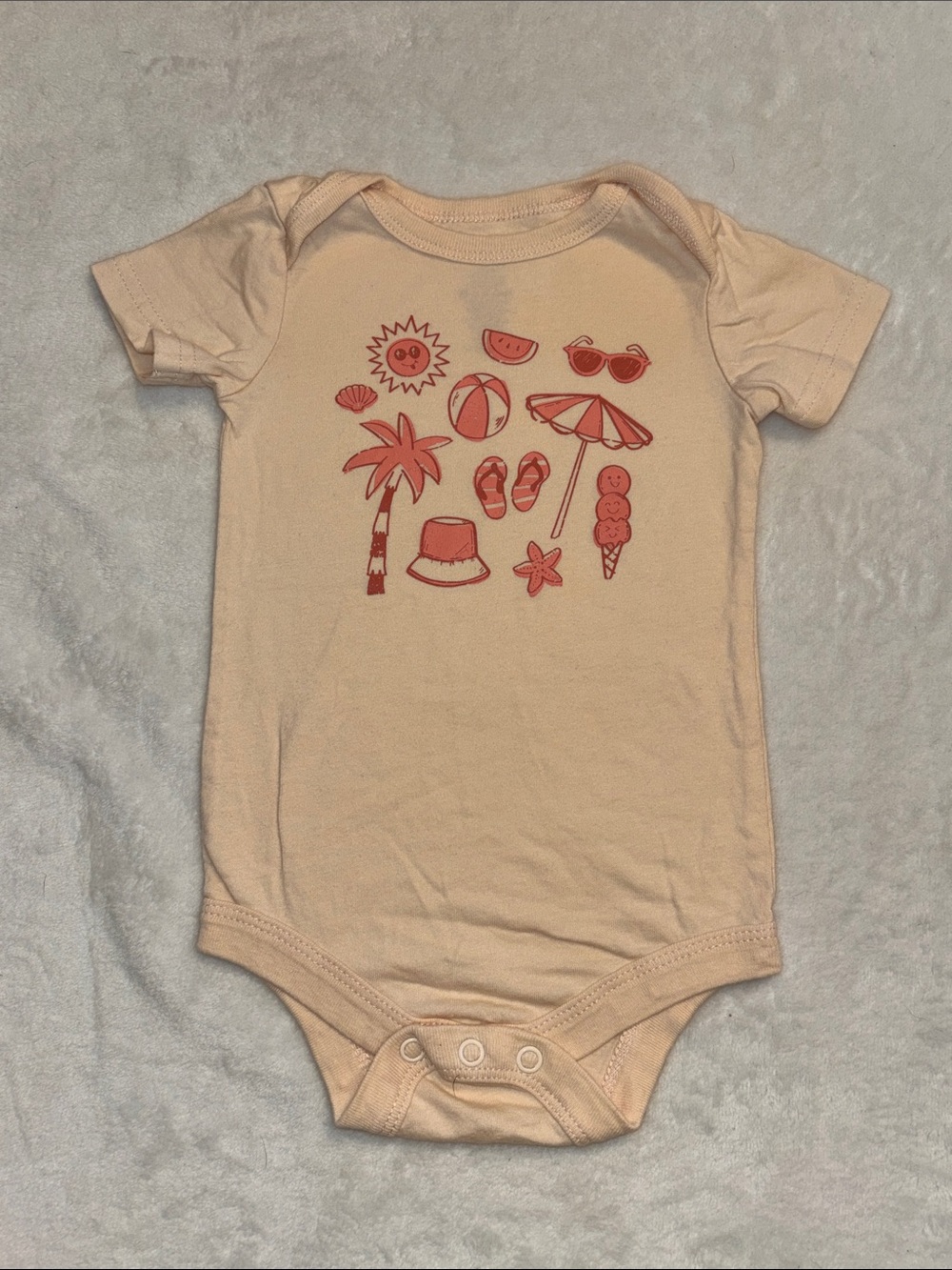 George Peach Graphic Baby One-Piece Bodysuit with Summer Icons bab girl clothing